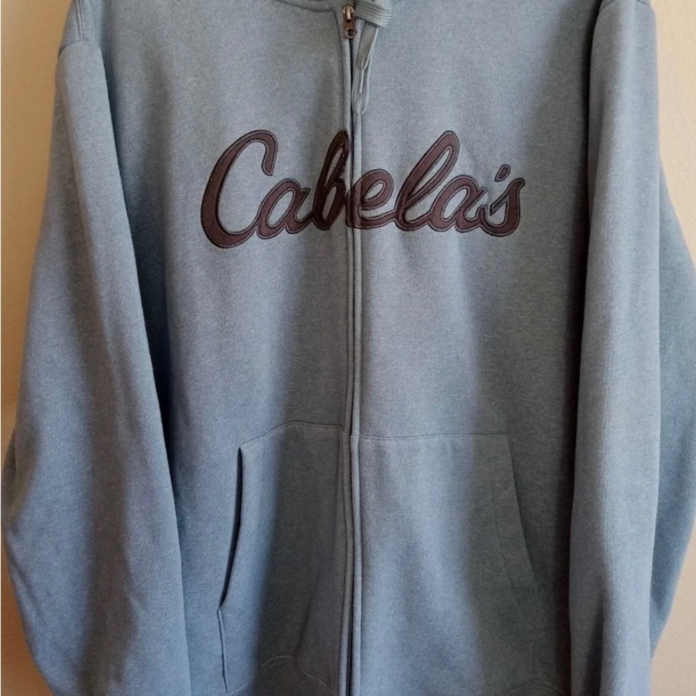 Cabela's Men's XL Full-Zip Patch Spell
Out Blue Pocketed Fleece Hoodie